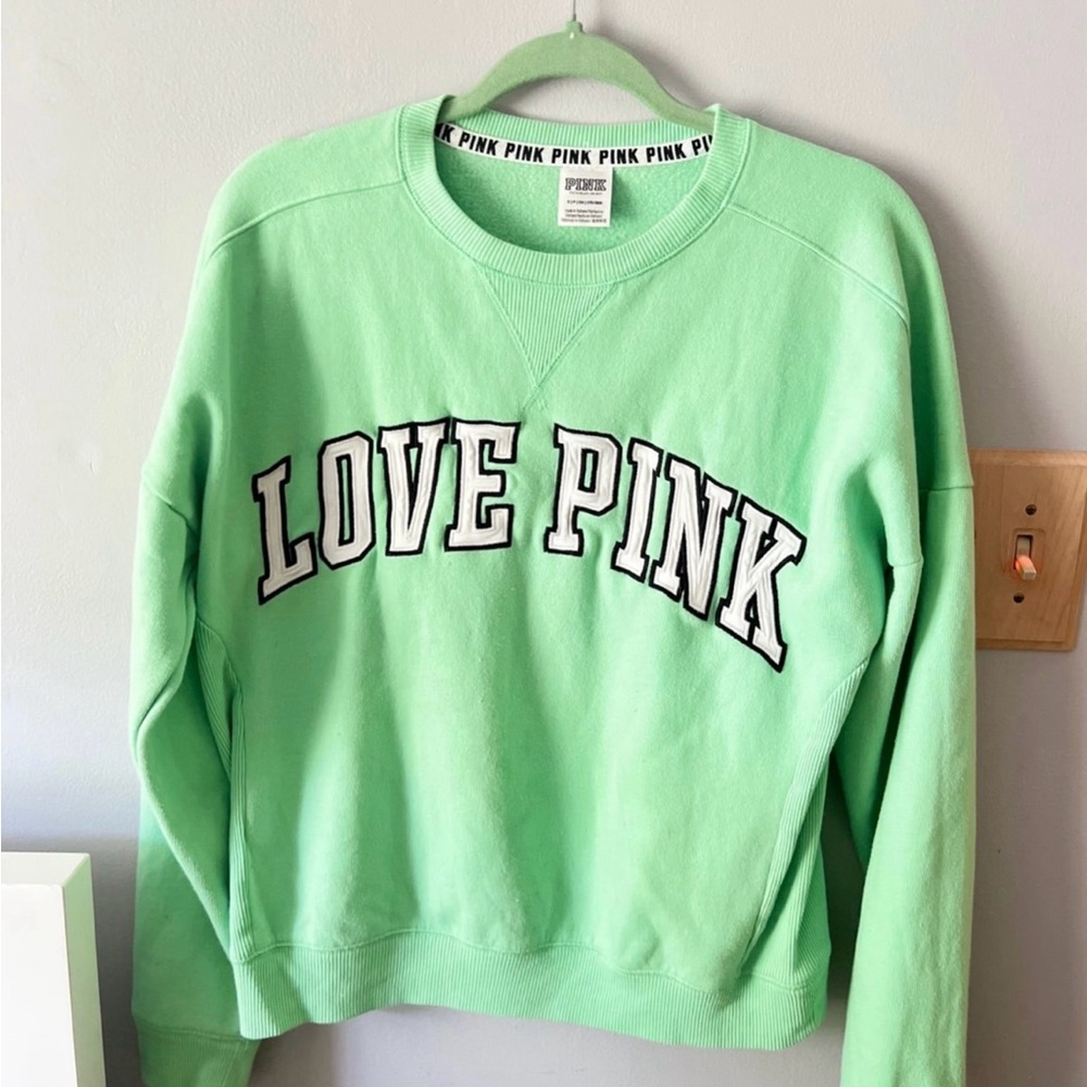 Victoria's Secret Mint Green Love Pink Sweatshirt - Picture 1 of 2